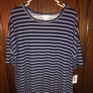 NWT Lularoe XL Navy White Striped Irma Top